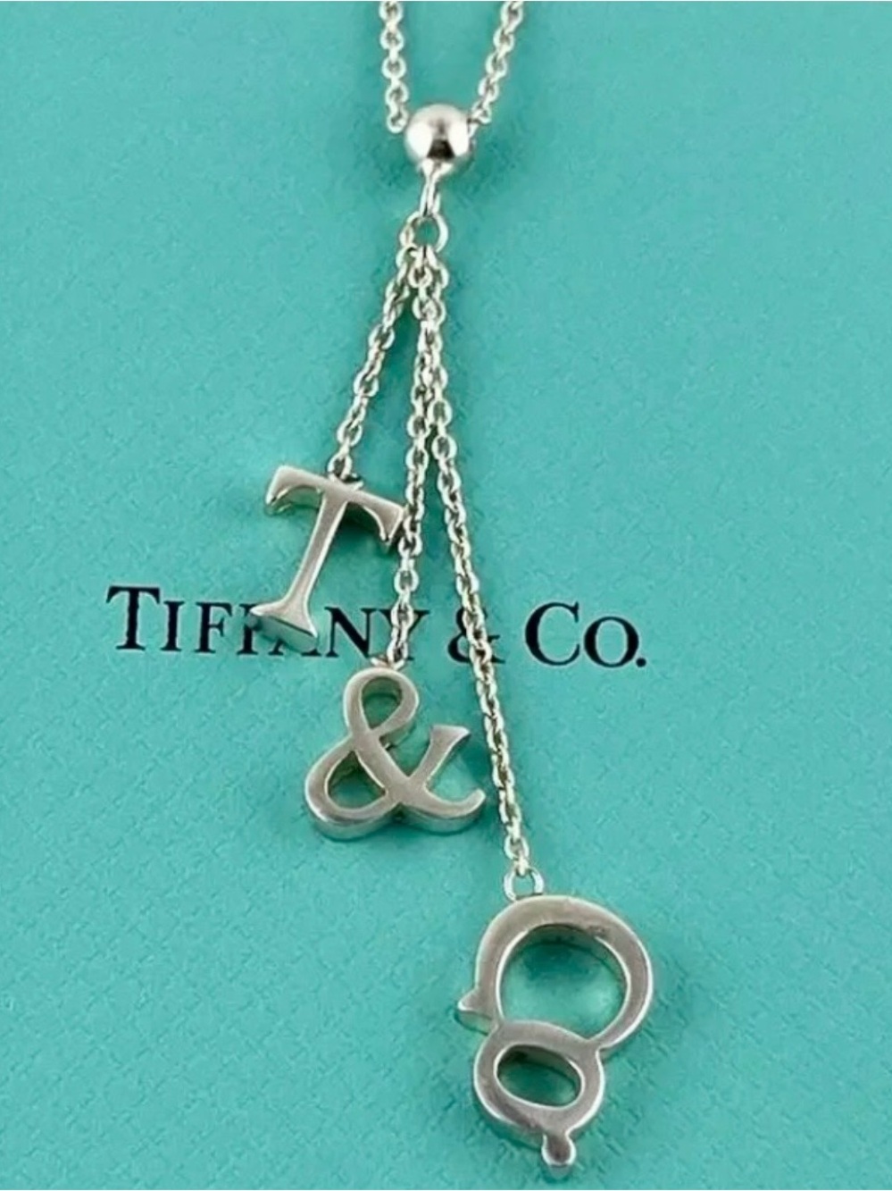Retired Tiffany & Co. Sterling Silver T & Co Y-Drop Lariat Necklace Minimalist